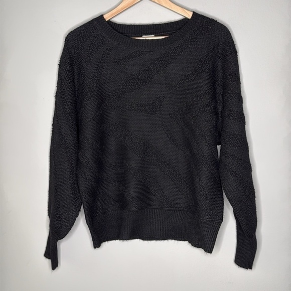 A New Day Chunky Knit Texture Pullover Crewneck Sweater in Black Size Large - Picture 1 of 5